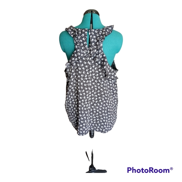 LOFT Floral Ruffle Back Shell Top XL - Picture 6 of 9